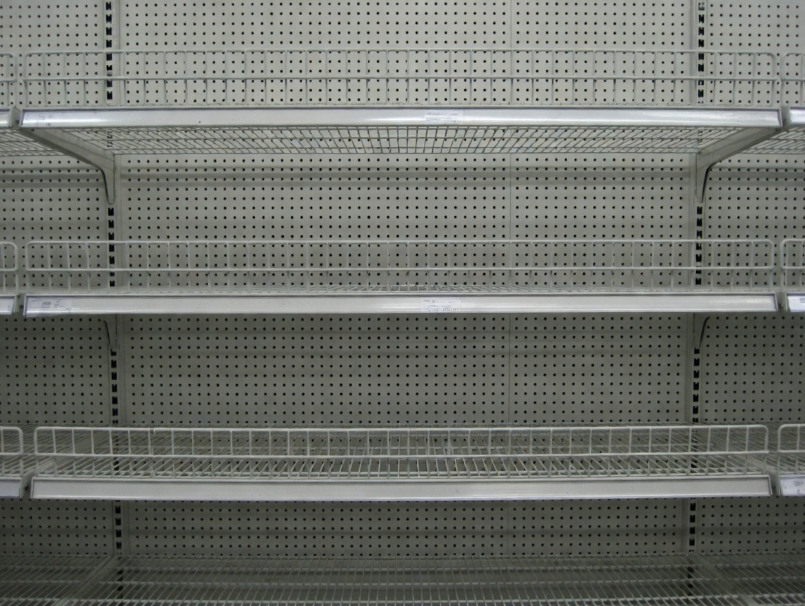 Empty store shelves